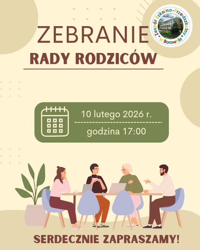 Informacja o zebraniu Rady Rodziców 10 lutego 2026 o godz. 17:00.